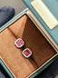 Sugar Cube Earrings - Pigeon Blood Red
