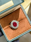 Droplet Teardrop Ring - Pigeon Blood Red
