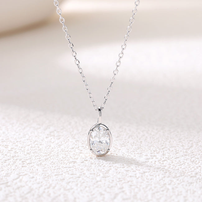 Halo Pendant Green Bezel Bubble Oval Necklace Main Image