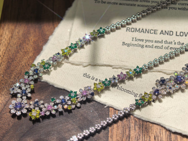Floral Pendant Rainbow Round Dream Garden Bracelet & Necklace Set Main Image