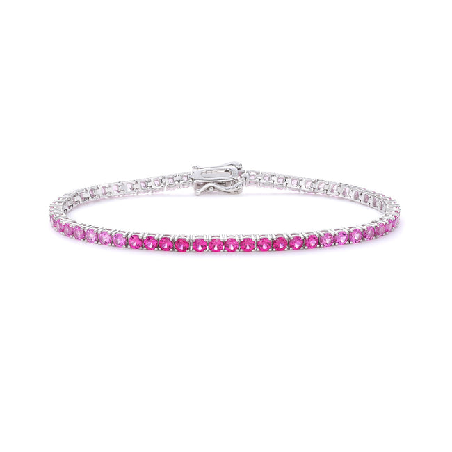 Cocktail Green Pear Rose Pink Lab Created Gemstone Rose Gradient Tennis Bracelet Main Image