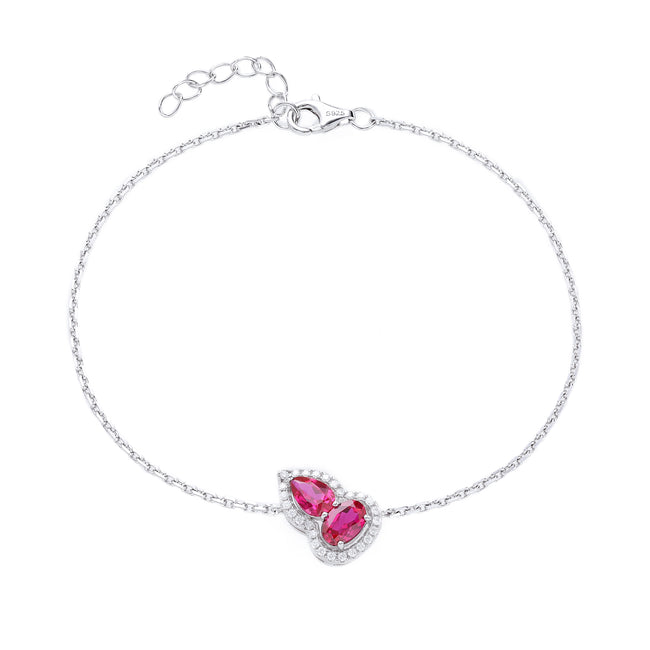 Bow-heart Pendant Pear Rainbow Multicolor Lab Created Gemstone Lucky Gourd Pave Bracelet Main Image