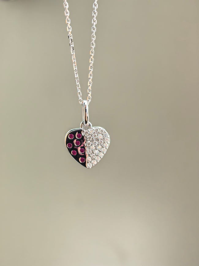 Pavé Heart Pendant Rainbow Multicolor Lab Created Gemstone Rainbow Pave Heart Necklace Main Image