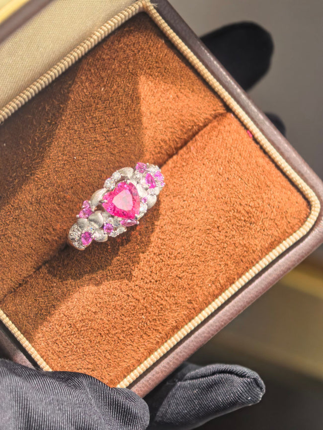 Cocktail Pink Lab Created Gemstone Blossoming Heart Ring Main Image