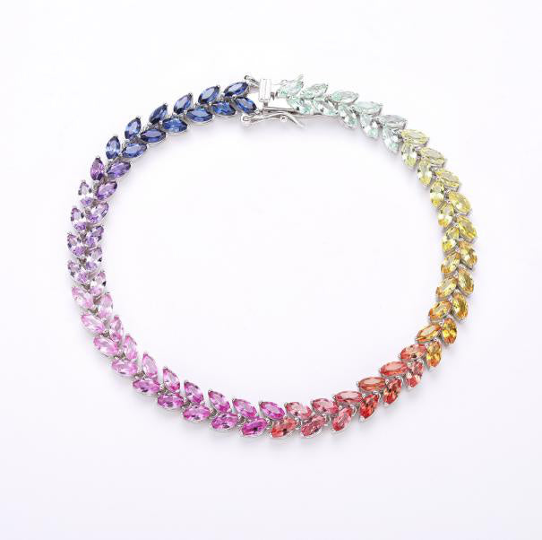 Eternity Tennis Tennis Bracelet - Yellow-Blue-Green Gradient #2