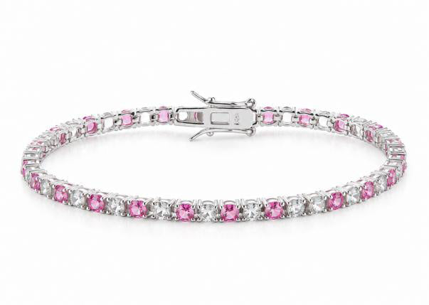 Eternity Tennis Tennis Bracelet - White-Pink Alternating