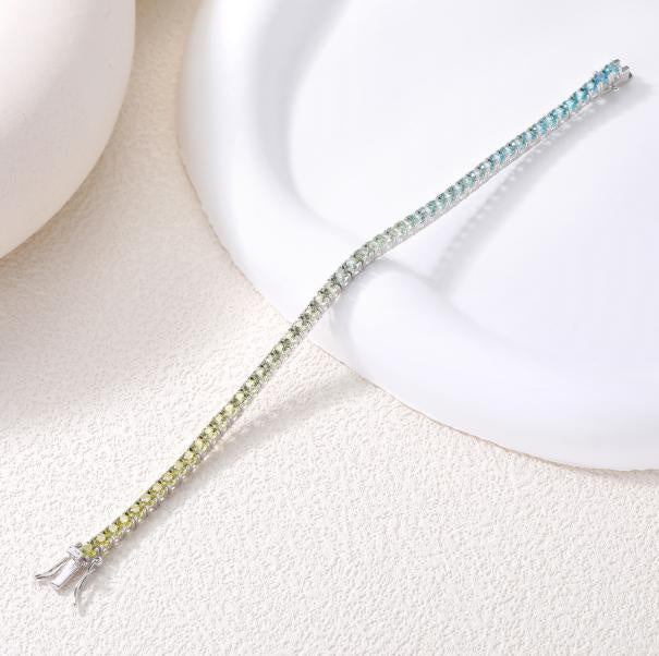 Round Ocean Blue Lab Created Gemstone Eternity Tennis Moissanite Bracelet 圆形3mm 3mm UCB3130 Main Image