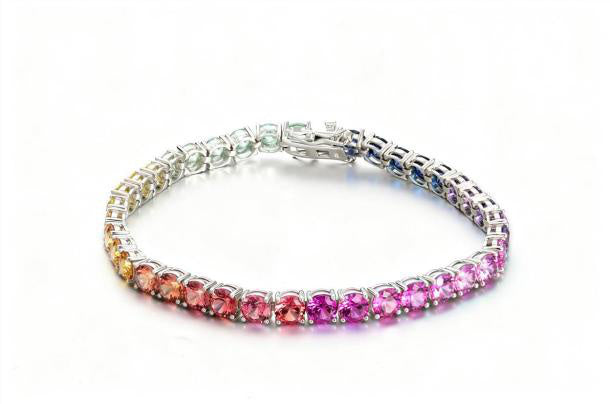 Eternity Tennis Tennis Bracelet - Rainbow Multicolor #12