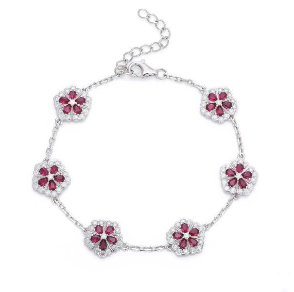 Droplet Teardrop Tennis Bracelet - Ruby Red