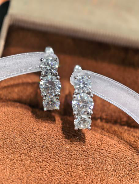 Past Present Future Earrings - White Moissanite Hover Image
