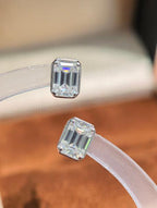 Emerald Cut Earrings - White Moissanite