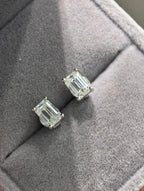 Emerald Cut Earrings - White Moissanite