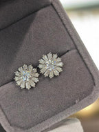 Sunflower Earrings - White Moissanite