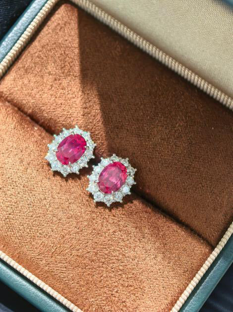 Princess Diana Earrings - Pigeon Blood Red