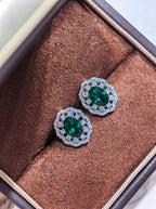Garland Halo Earrings - Emerald Green