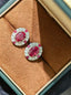 Statement Solitaire Earrings - Pigeon Blood Red