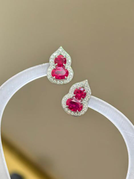 Luxe Heirloom Earrings - Pigeon Blood Red