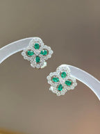 Four-Leaf Clover Earrings - Emerald Green