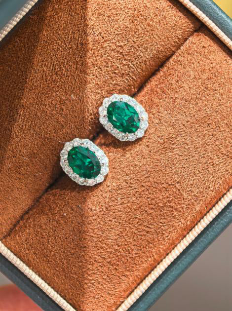 Garland Halo Earrings - Emerald Green Hover Image