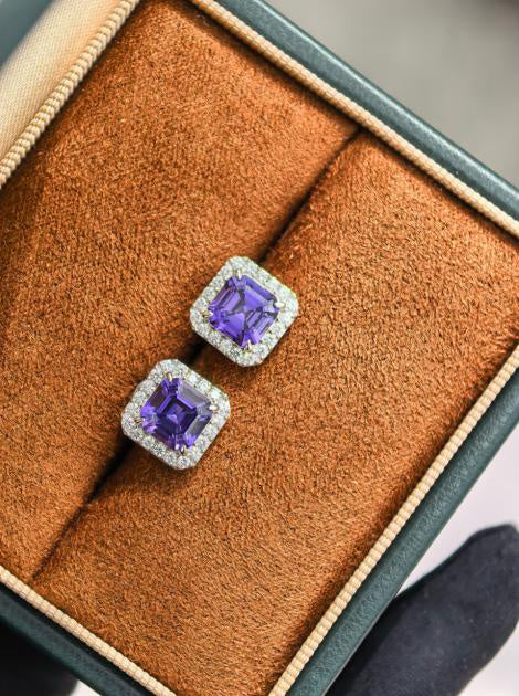Sugar Cube Earrings - Purple Sapphire