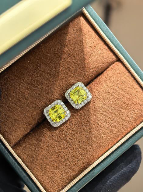 Sugar Cube Earrings - Yellow Sapphire