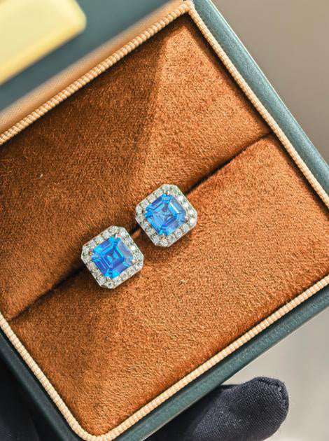 Sugar Cube Earrings - Sky Aquamarine