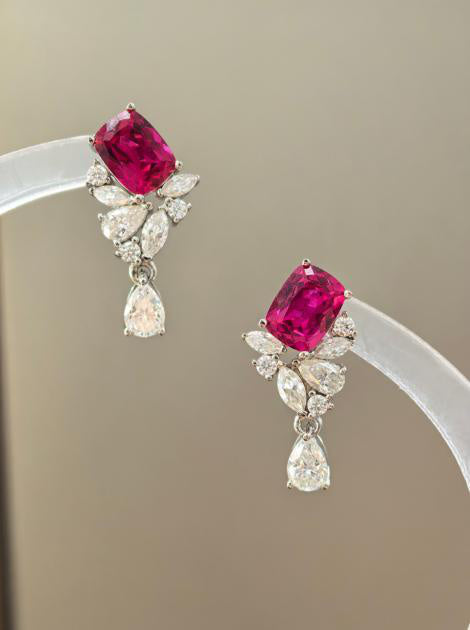 Luxe Heirloom Earrings - Pigeon Blood Red