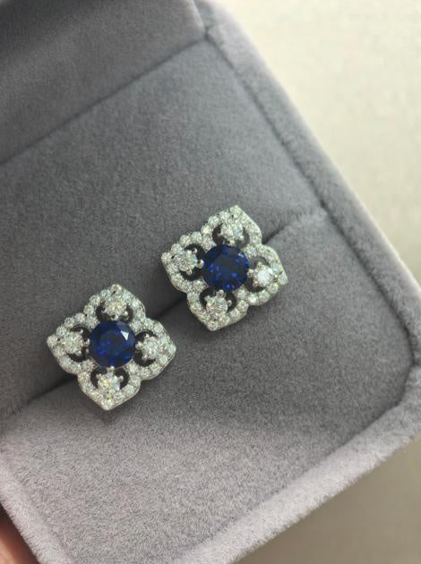 Four-Leaf Clover Earrings - Royal Blue
