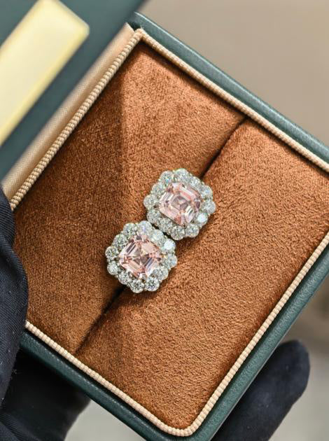 Asscher Cut Earrings - 摩根粉