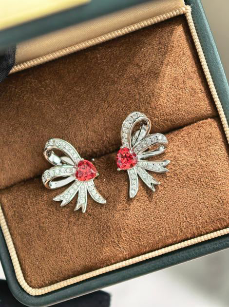 Sweetheart Earrings - 石榴红