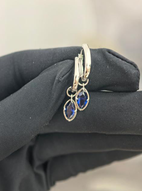 Bubble Bezel Earrings - Royal Blue Hover Image