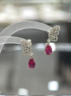 Papillon Butterfly Earrings - Pigeon Blood Red