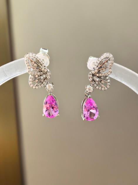 Papillon Butterfly Earrings - Pink Sapphire