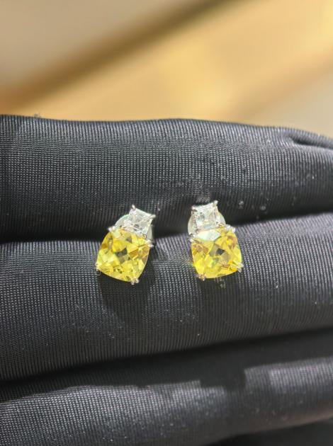 Cushion Solitaire Earrings - Classic Lustre #2