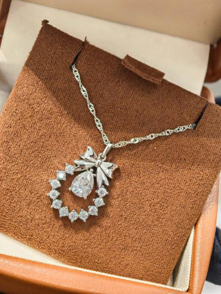 Papillon Butterfly Pendant Necklace - White Moissanite