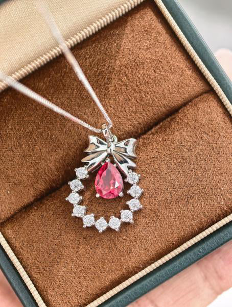 Papillon Butterfly Pendant Necklace - Pigeon Blood Red
