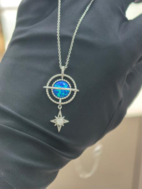 Luxe Heirloom Pendant Necklace - 蓝彩