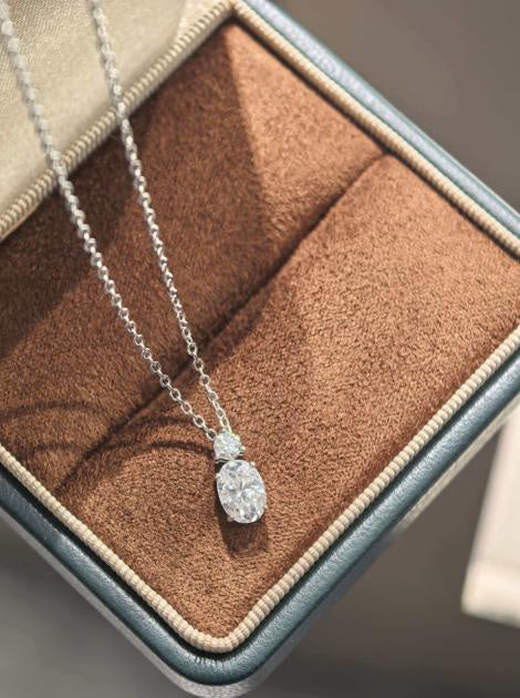 Statement Solitaire Pendant Necklace - White Moissanite