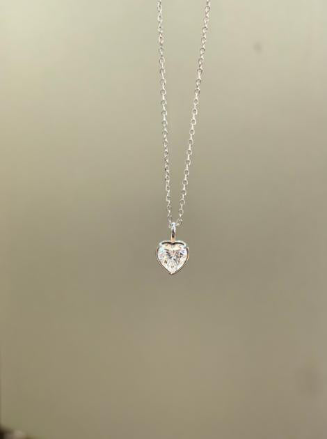 Sweetheart Pendant Necklace - White Moissanite