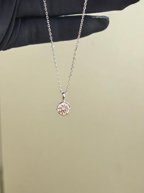 Bubble Bezel Pendant Necklace - White Moissanite