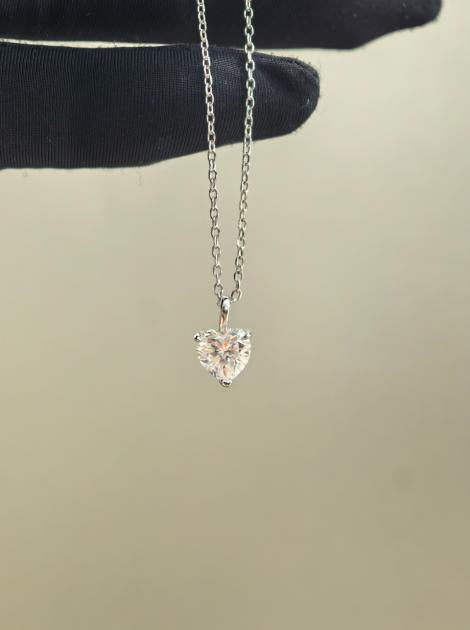 Sweetheart Pendant Necklace - White Moissanite Hover Image