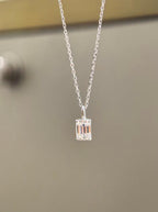 Emerald Cut Pendant Necklace - White Moissanite