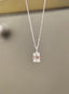 Emerald Cut Pendant Necklace - White Moissanite