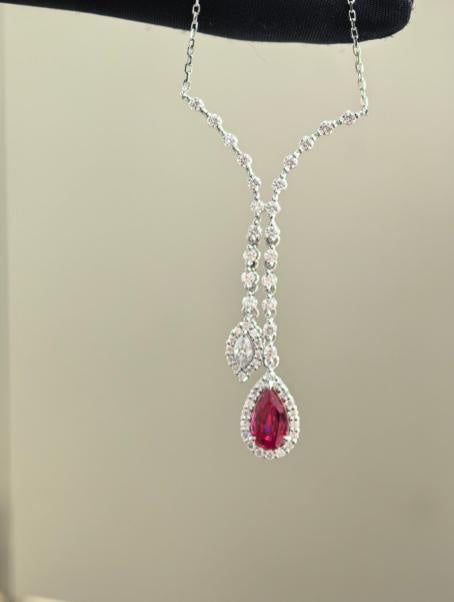 Tears of the Siren Pendant Necklace - Pigeon Blood Red