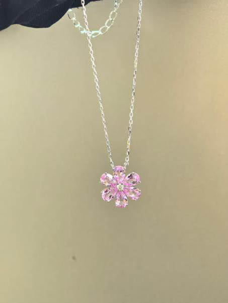 Droplet Teardrop Pendant Necklace - Sakura Pink