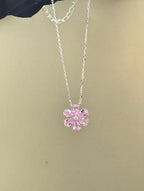 Droplet Teardrop Pendant Necklace - Sakura Pink