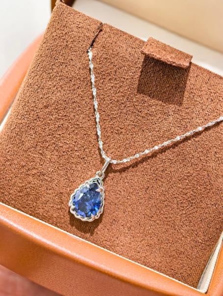 Droplet Teardrop Pendant Necklace - Royal Blue