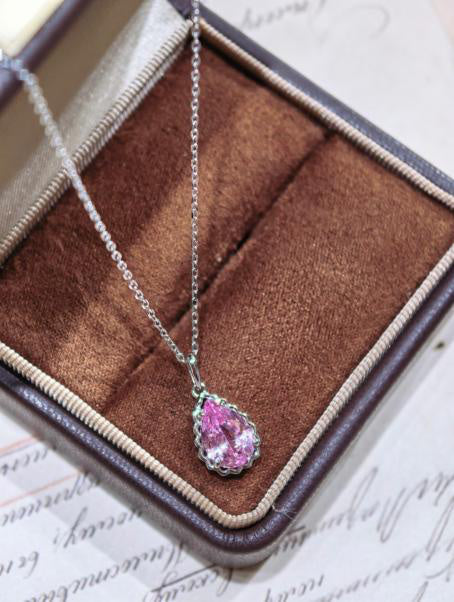 Droplet Teardrop Pendant Necklace - Sunrise Pink