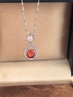 Droplet Teardrop Pendant Necklace - Mandarin Red