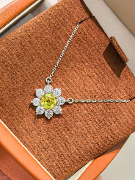 Purple Round Sunflower Moissanite Pendant Necklace Main Image